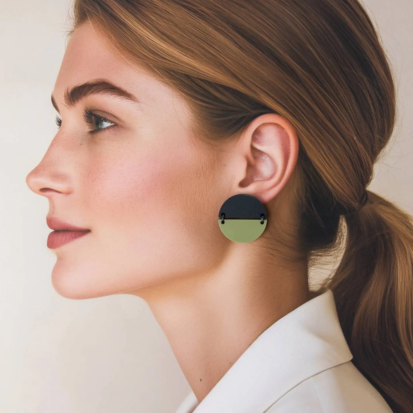 Mingled | Two Piece | Statement Studs | Olive Green & Black