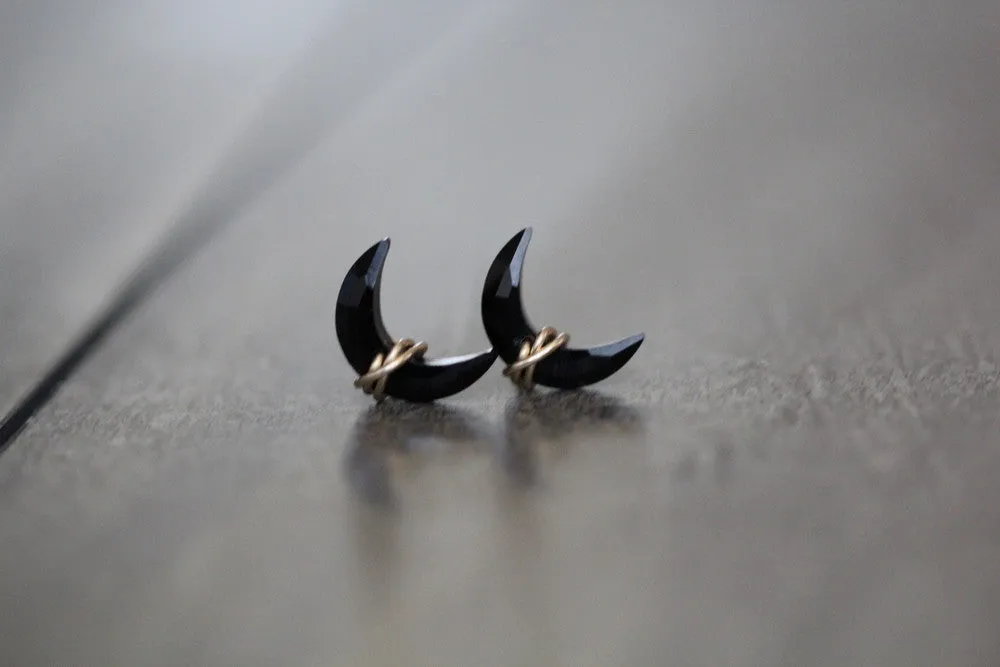 Moonbeam   Stardust Studs - Black Agate