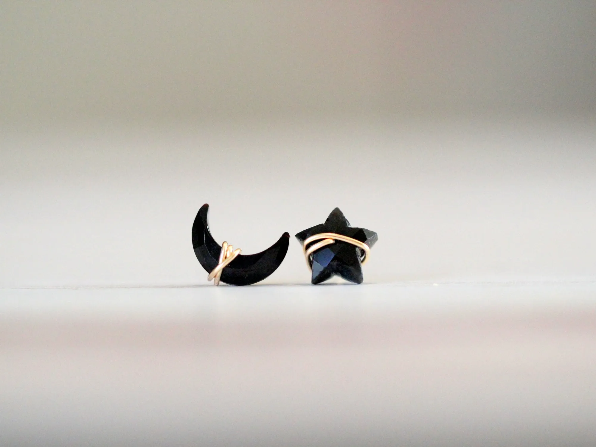 Moonbeam   Stardust Studs - Black Agate