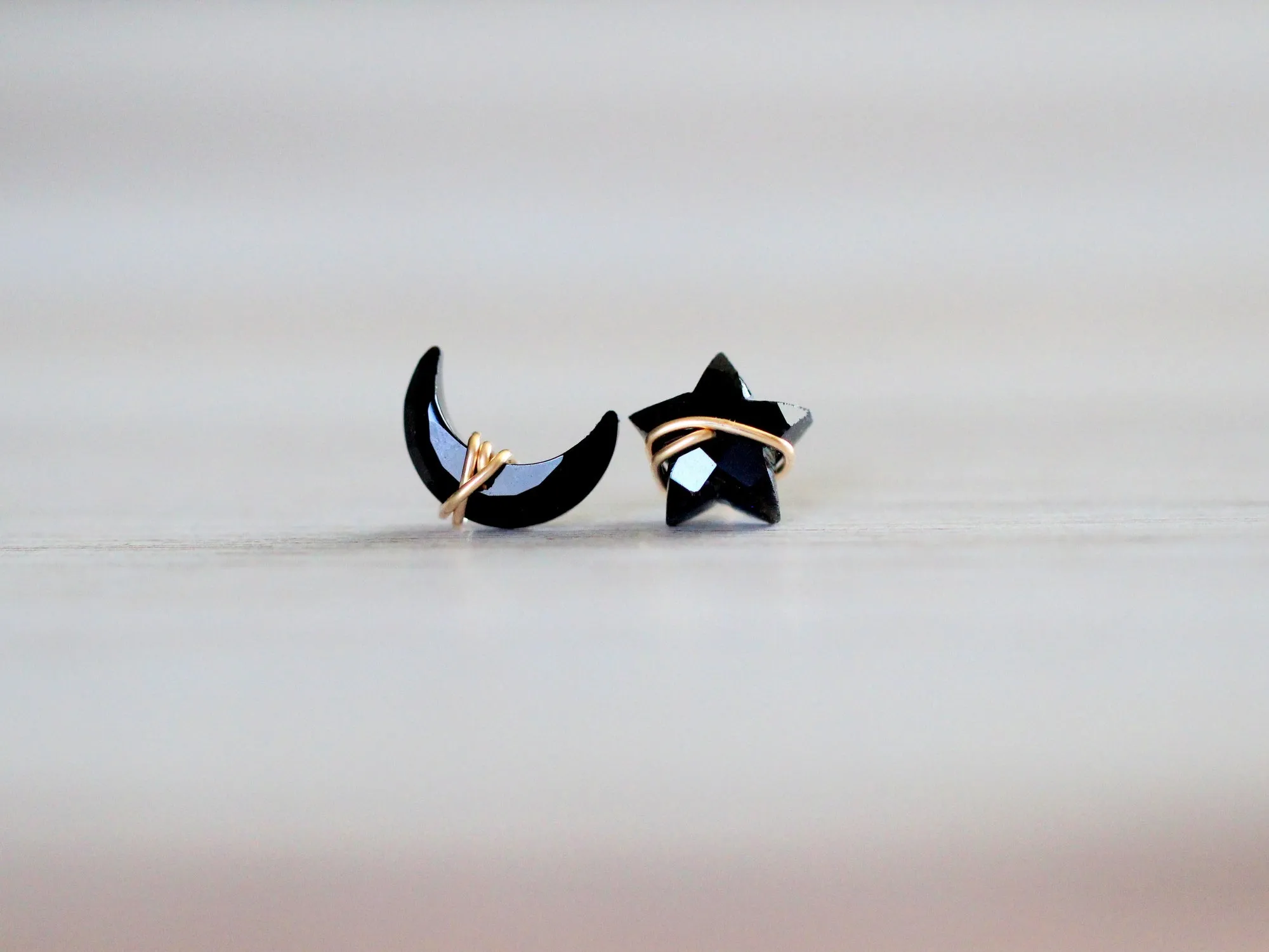 Moonbeam   Stardust Studs - Black Agate