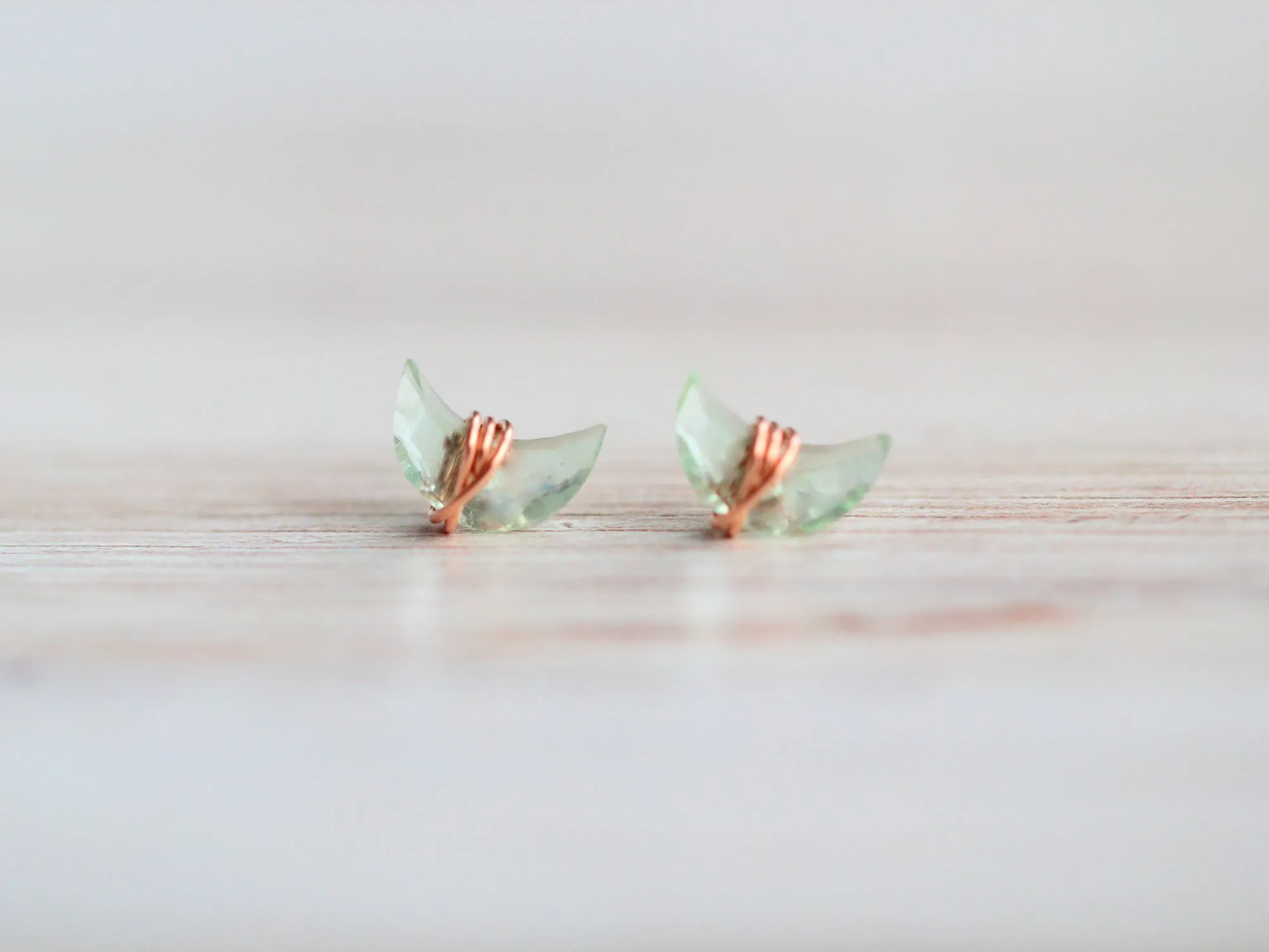 Moonbeam Studs - Green Fluorite