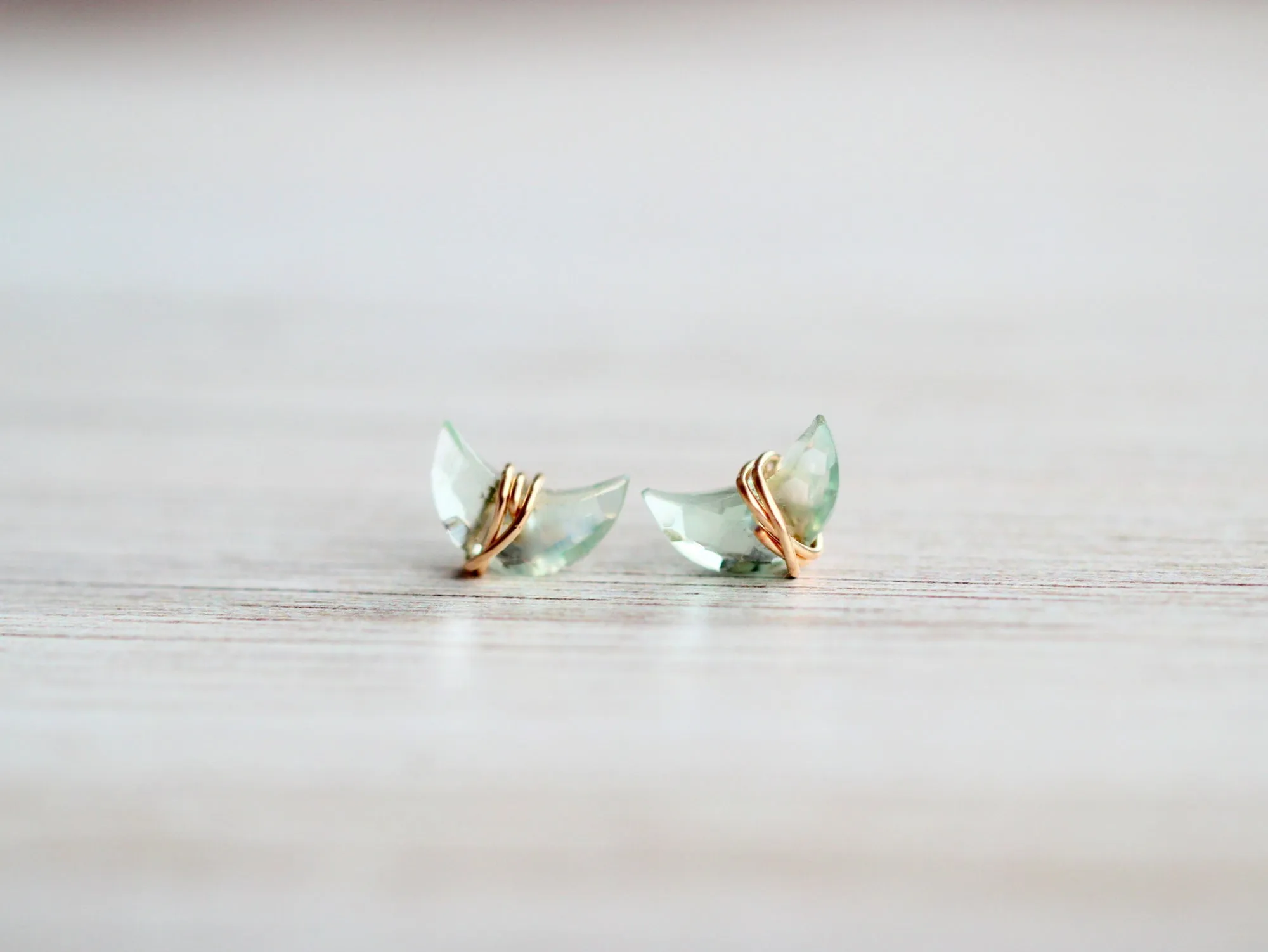 Moonbeam Studs - Green Fluorite