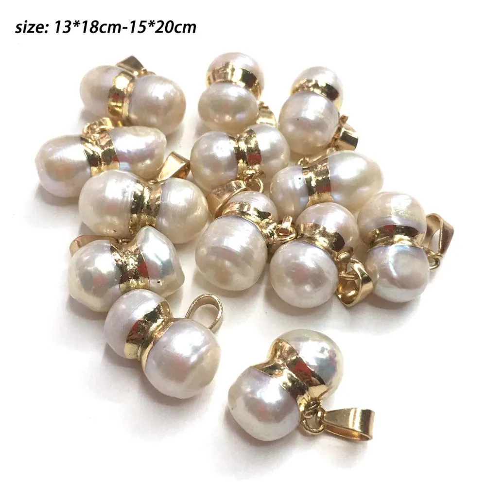 Natural Freshwater Pearl Pendants Charms Pendants for Jewelry Making DIY Accessories Fit Necklaces Size  13x18mm