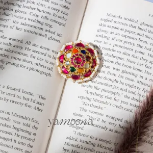 Neema Nau Navratna Gold Plated Stud Earrings