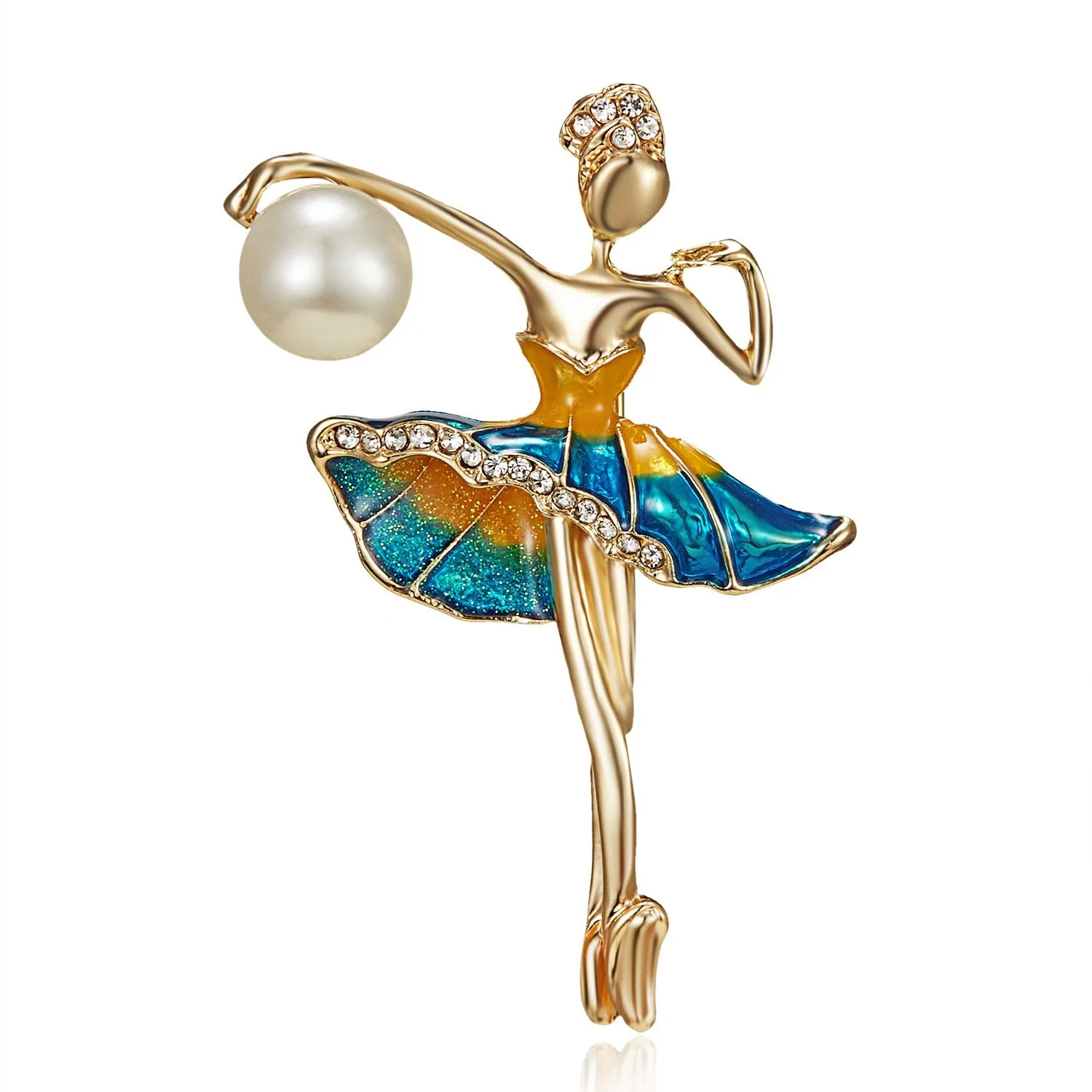 New Creative Exquisite Women Rhinestone Bellet Dancer Brooches