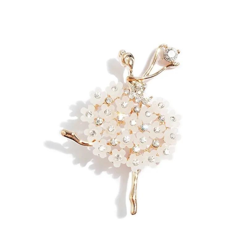New Creative Exquisite Women Rhinestone Bellet Dancer Brooches