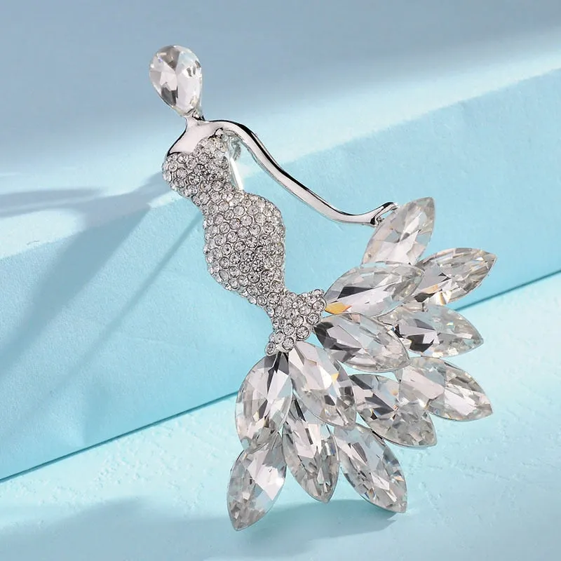 New Creative Exquisite Women Rhinestone Bellet Dancer Brooches