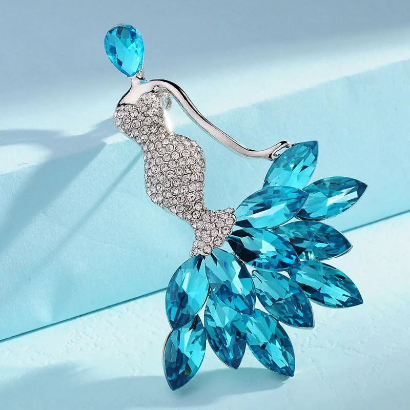 New Creative Exquisite Women Rhinestone Bellet Dancer Brooches