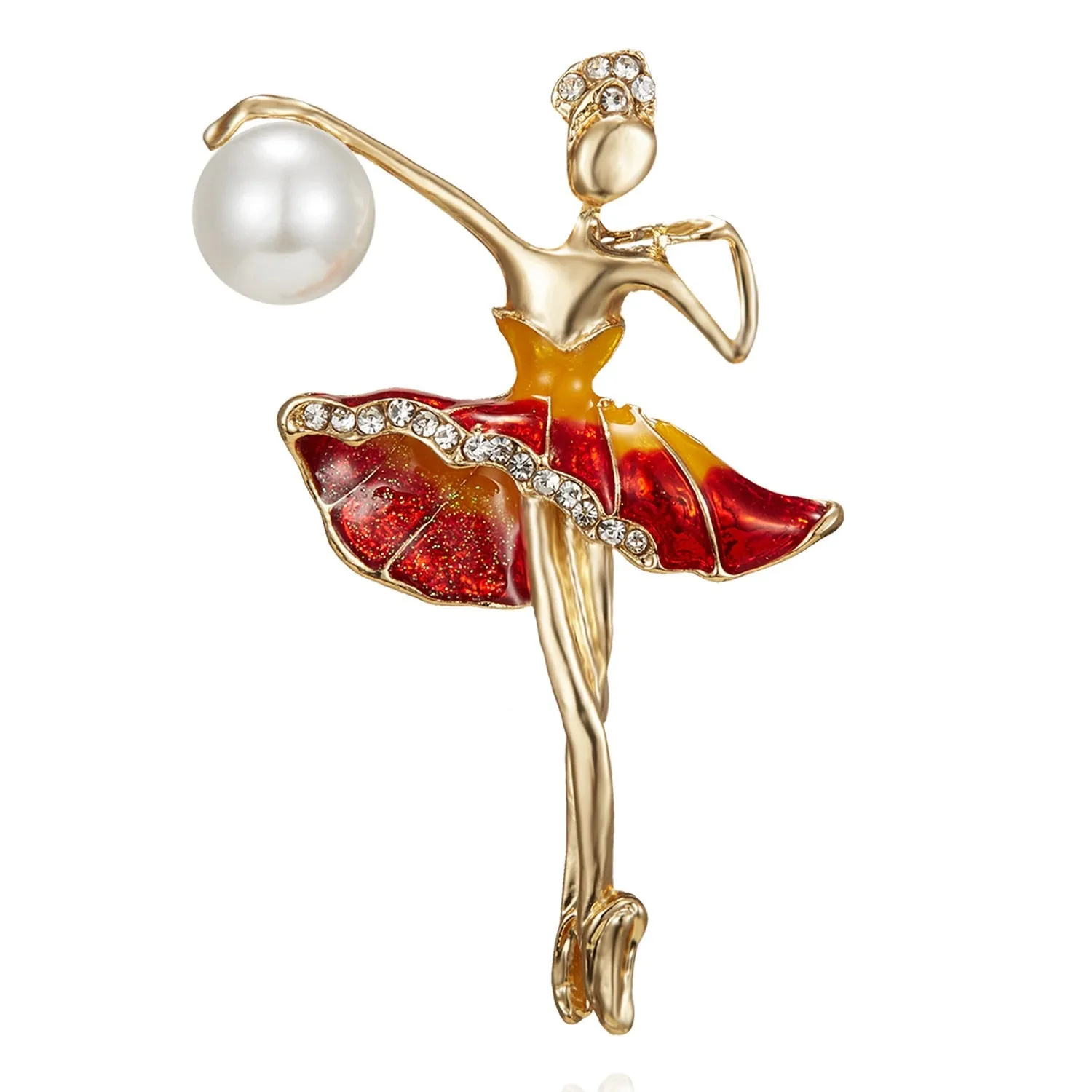New Creative Exquisite Women Rhinestone Bellet Dancer Brooches