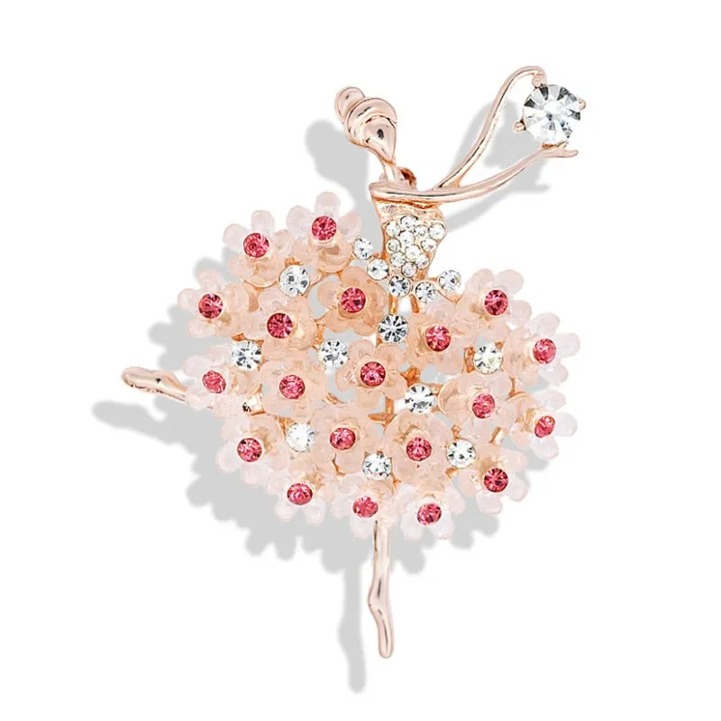 New Creative Exquisite Women Rhinestone Bellet Dancer Brooches