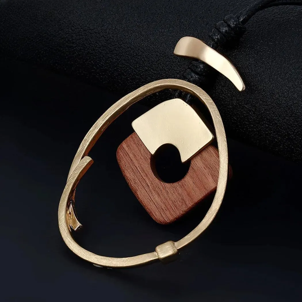 New in Wood Suspension Long Chains Colar Necklace Goth Kpop Pendants