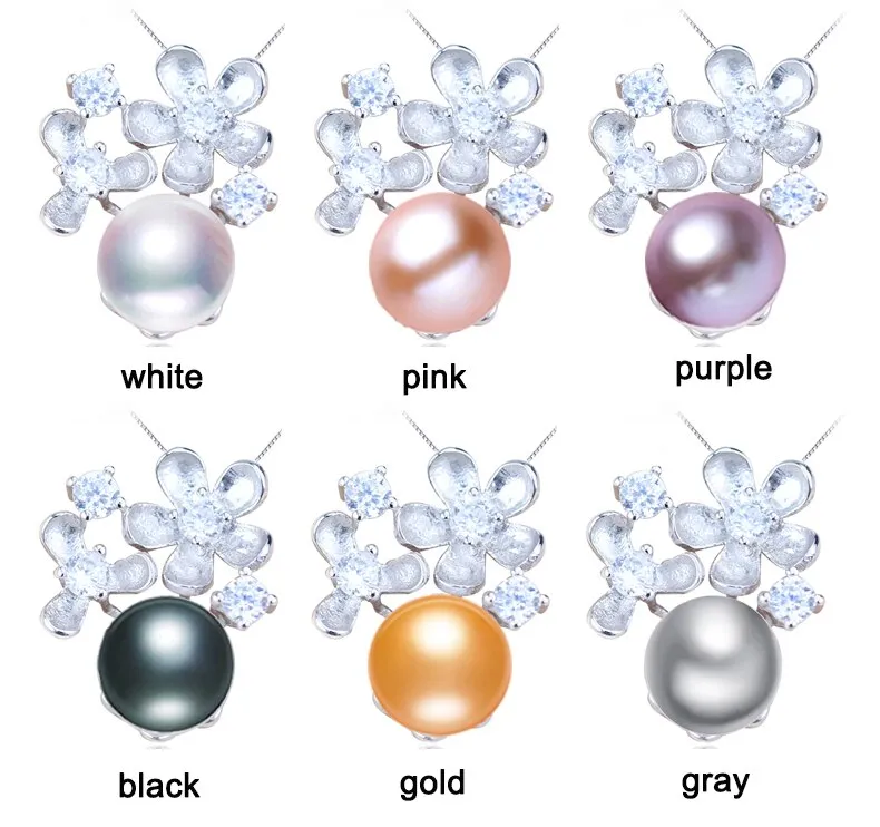 New Pearl Necklace Flower Pendant 925 Sterling Silver Jewelry Natural Freshwater Pearl Jewelry