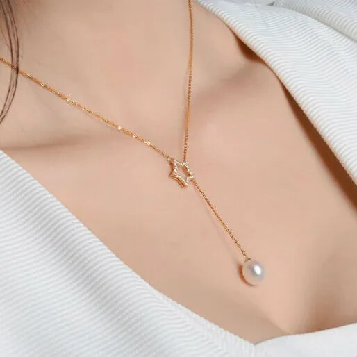 New Pearl Necklace Natural Freshwater Pearl Lucky Star Necklace Pendant