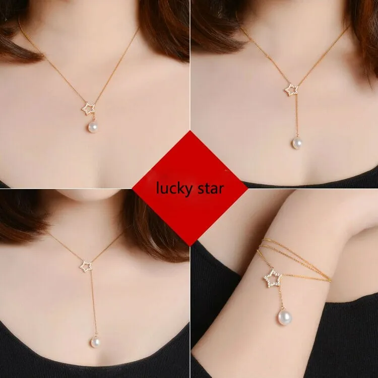 New Pearl Necklace Natural Freshwater Pearl Lucky Star Necklace Pendant