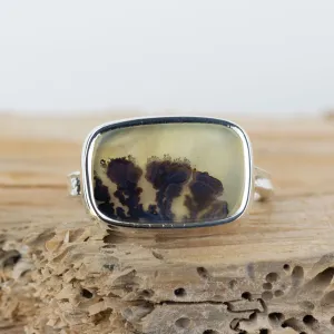 No.714 - Silver Dendritic Agate Ring - Size O