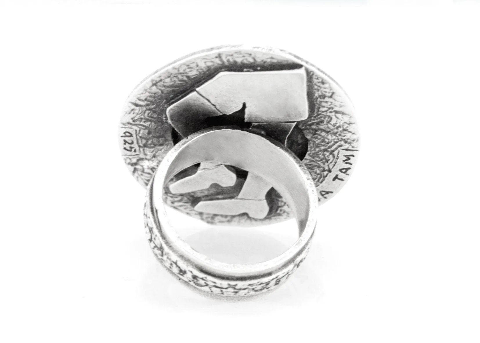 Open Heart Coin Timeless Medallion Clock Ring