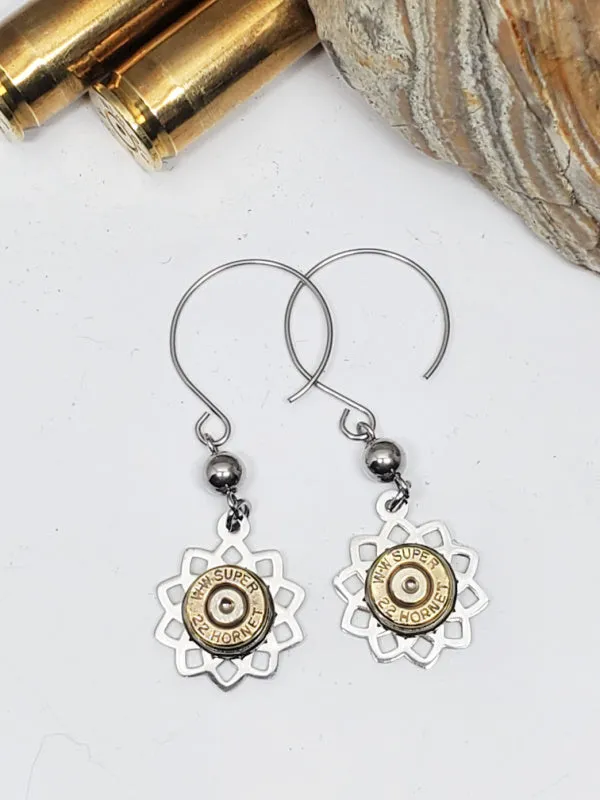 Openwork Round Stainless Filigree Bullet Earrings