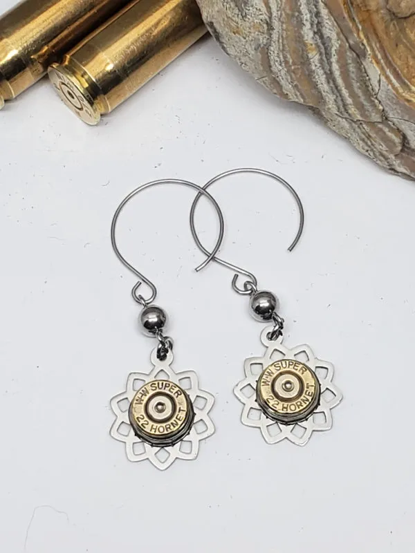 Openwork Round Stainless Filigree Bullet Earrings