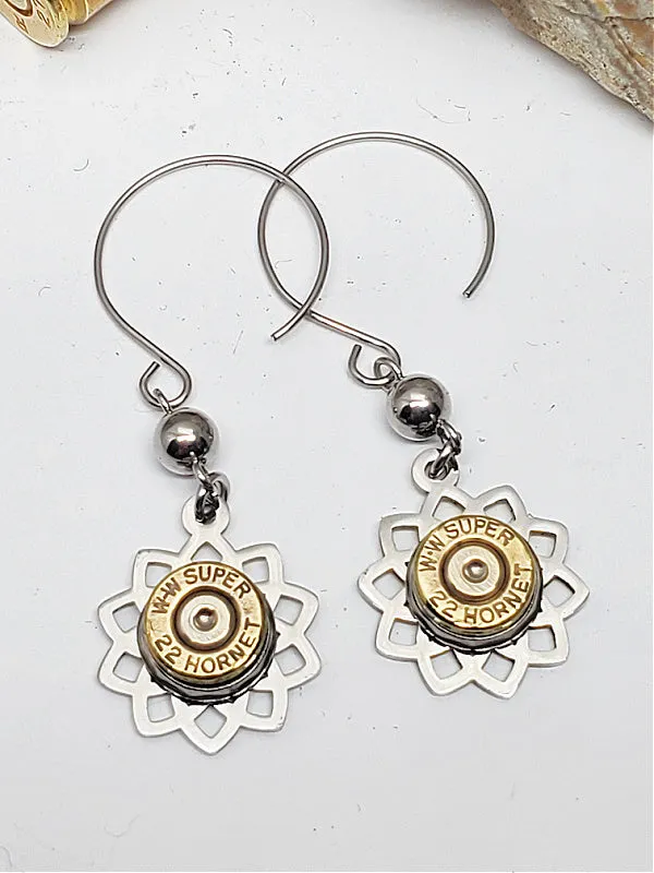 Openwork Round Stainless Filigree Bullet Earrings