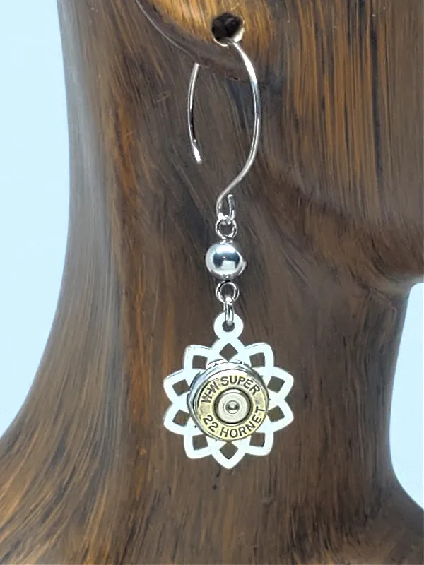 Openwork Round Stainless Filigree Bullet Earrings