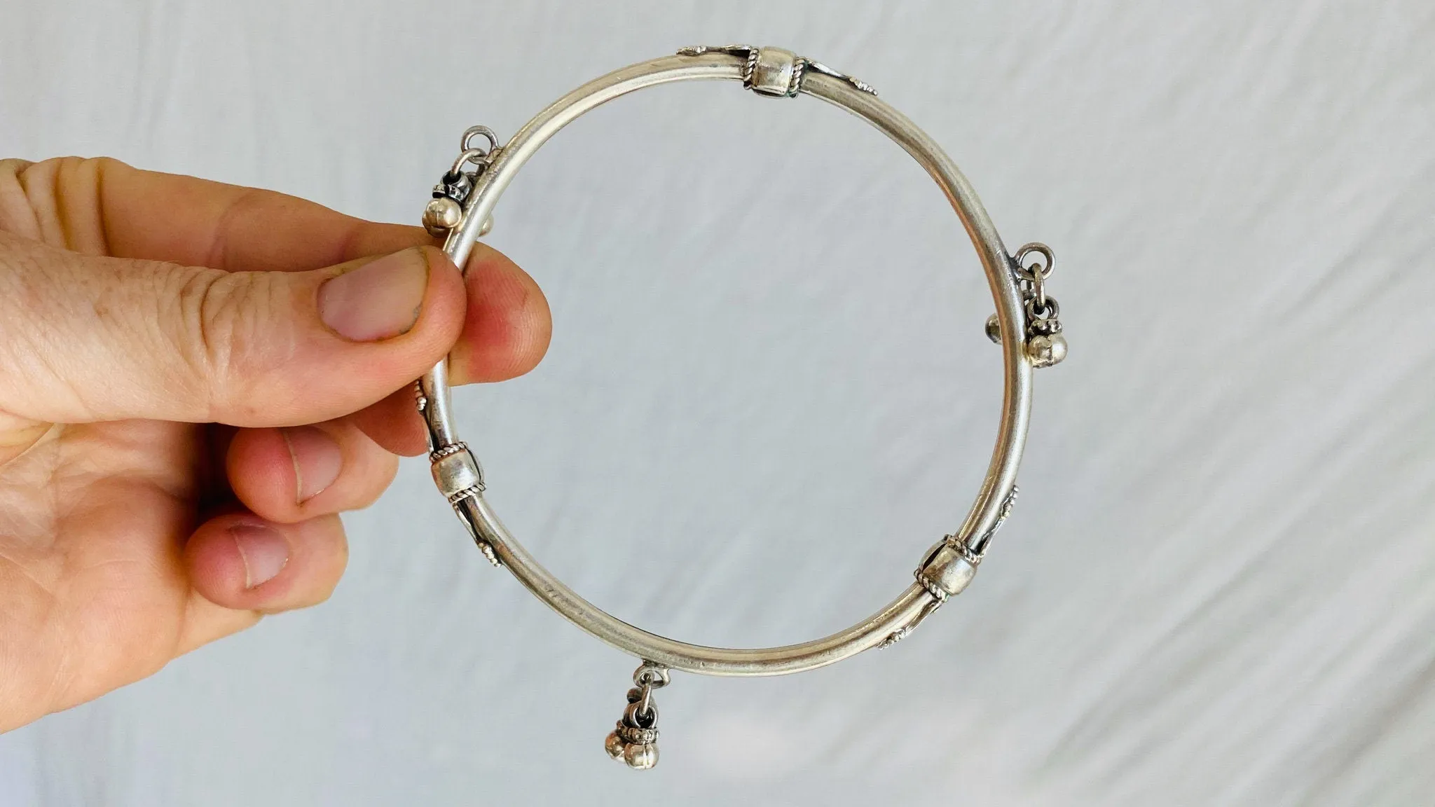 Pair of Sterling Silver Indian Bangles. Jingles!
