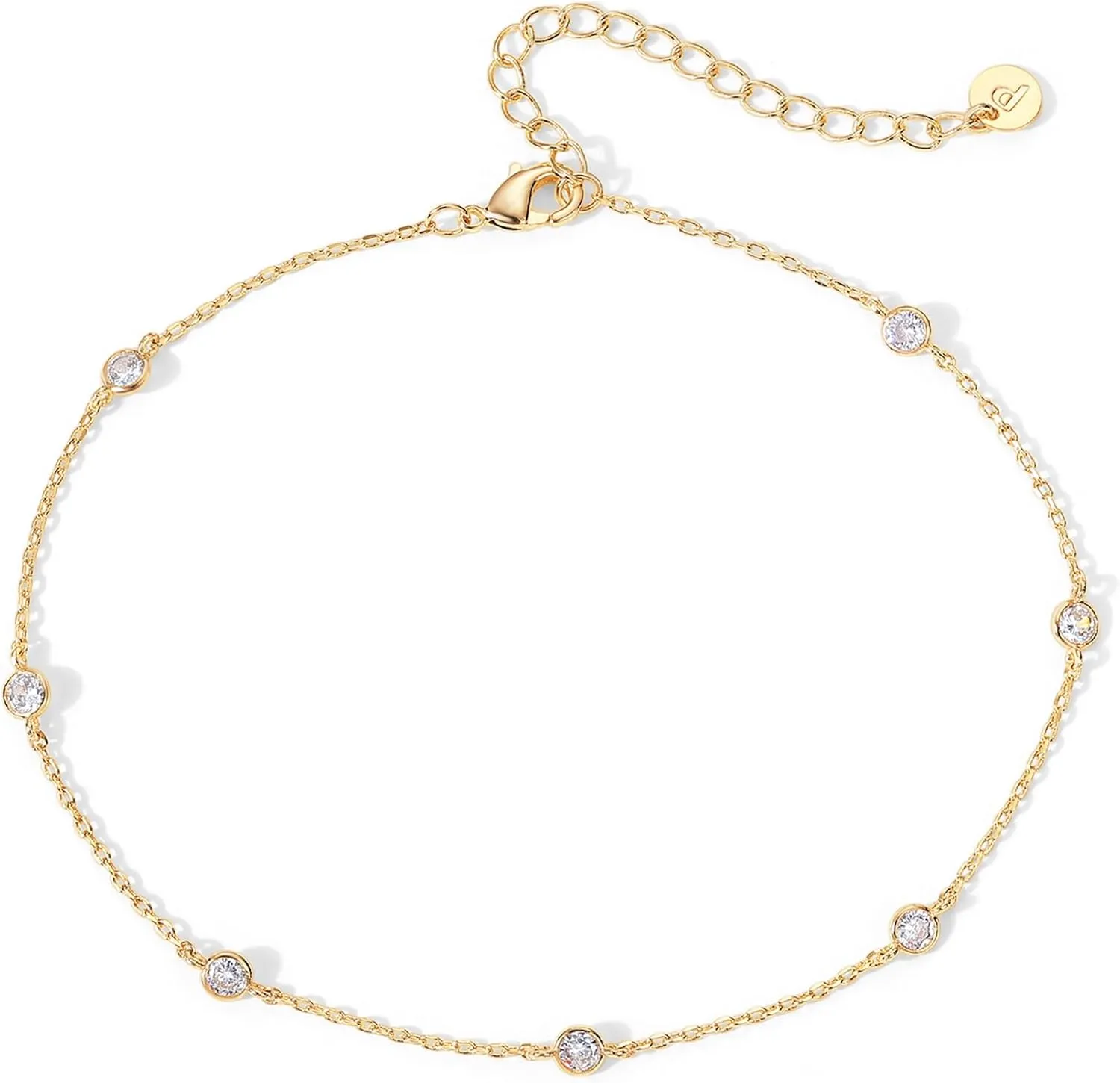PAVOI 14K Gold Plated Charm Link Chain Anklets for Women | Dainty Cubic Zirconia Boho Dot Evil Eye Star Station Solitaire Pearl Beaded Festival Adjustable Gold Anklets