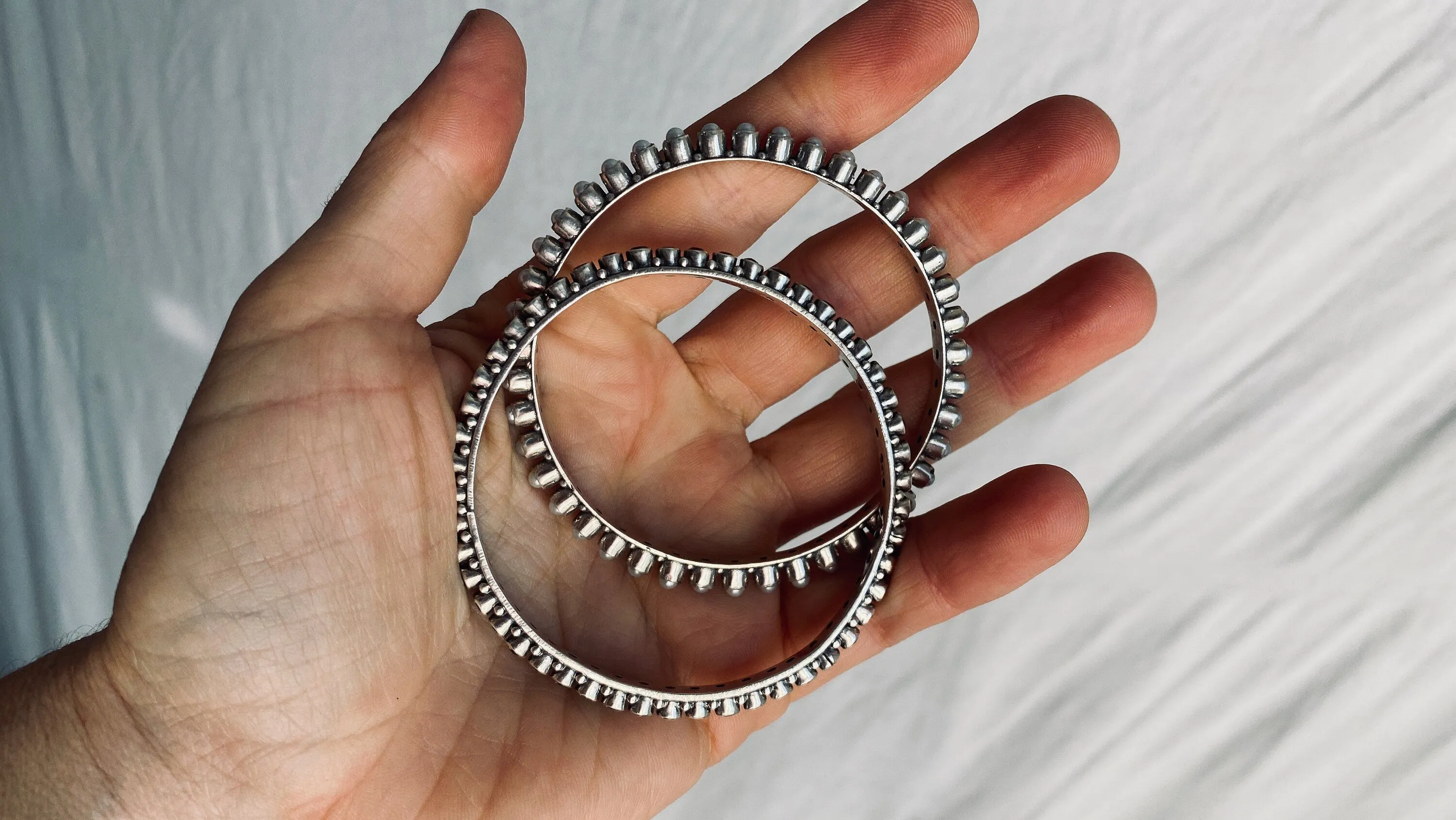 Pearl & Topaz Sterling Silver Bangles. India