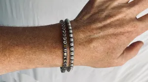 Pearl & Topaz Sterling Silver Bangles. India