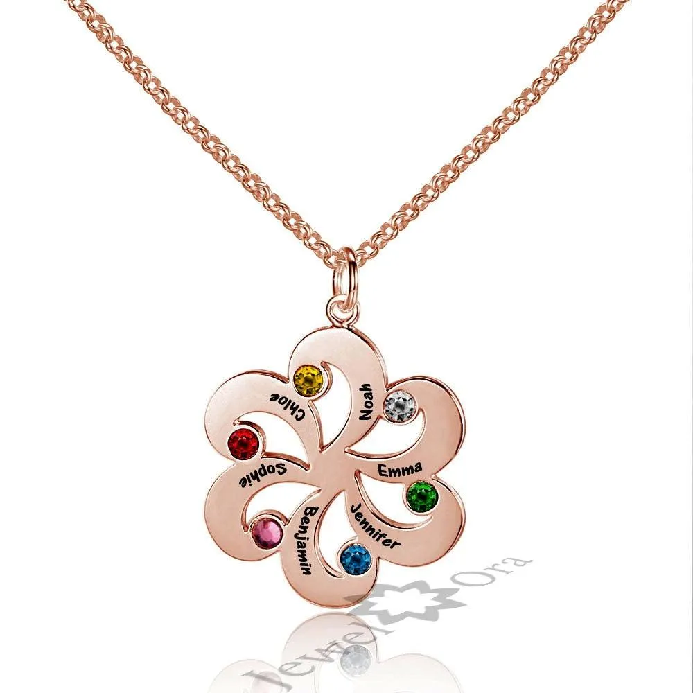 Personalize 925 Sterling Silver Flower Name Necklace DIY Birthstone Friendship & Family Christmas Gift