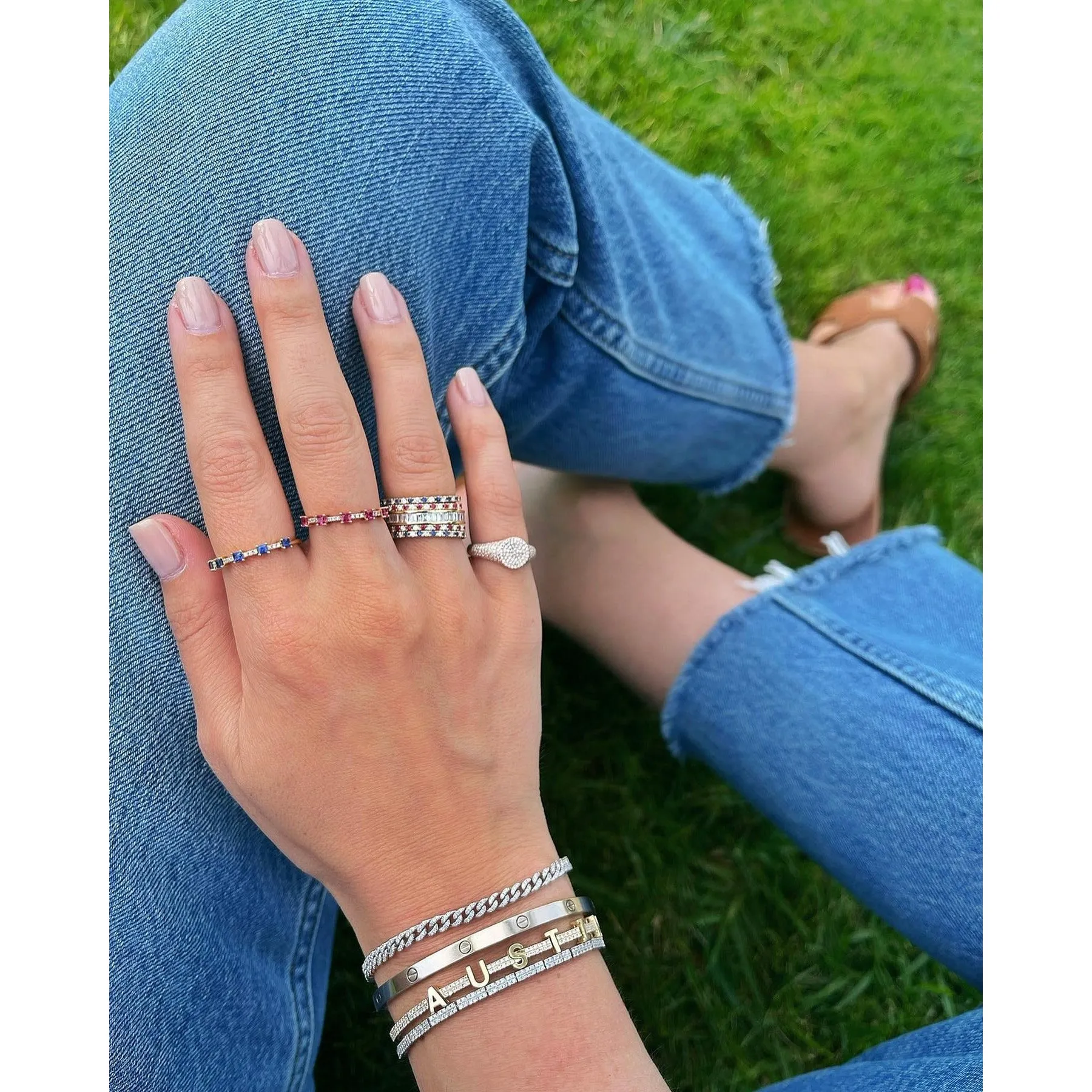 Personalize It EF Collection Diamond And Gold Custom Name Eternity Bracelet