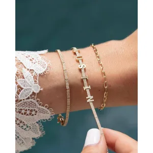 Personalize It EF Collection Diamond And Gold Custom Name Eternity Bracelet