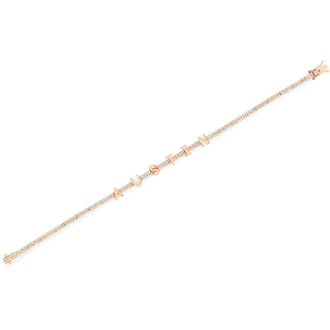 Personalize It EF Collection Diamond And Gold Custom Name Eternity Bracelet