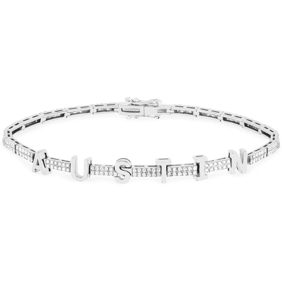 Personalize It EF Collection Diamond And Gold Custom Name Eternity Bracelet