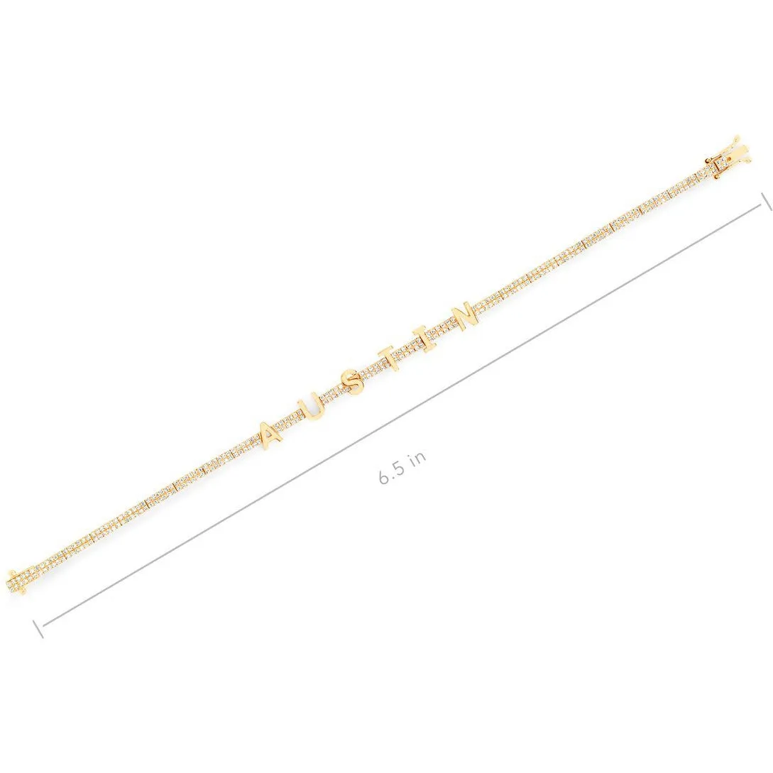 Personalize It EF Collection Diamond And Gold Custom Name Eternity Bracelet