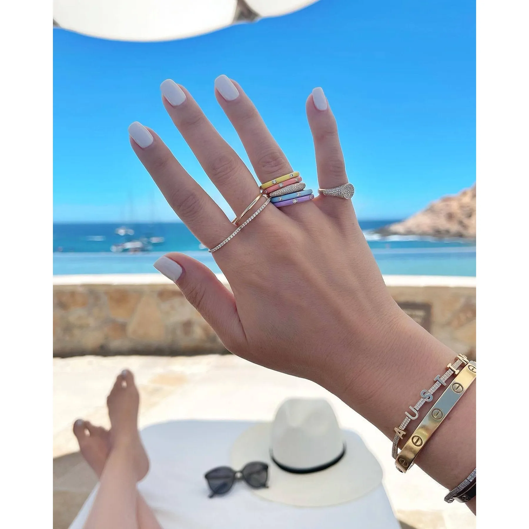 Personalize It EF Collection Diamond And Gold Custom Name Eternity Bracelet