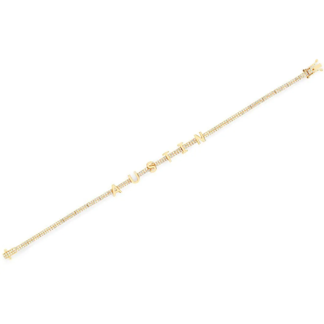 Personalize It EF Collection Diamond And Gold Custom Name Eternity Bracelet