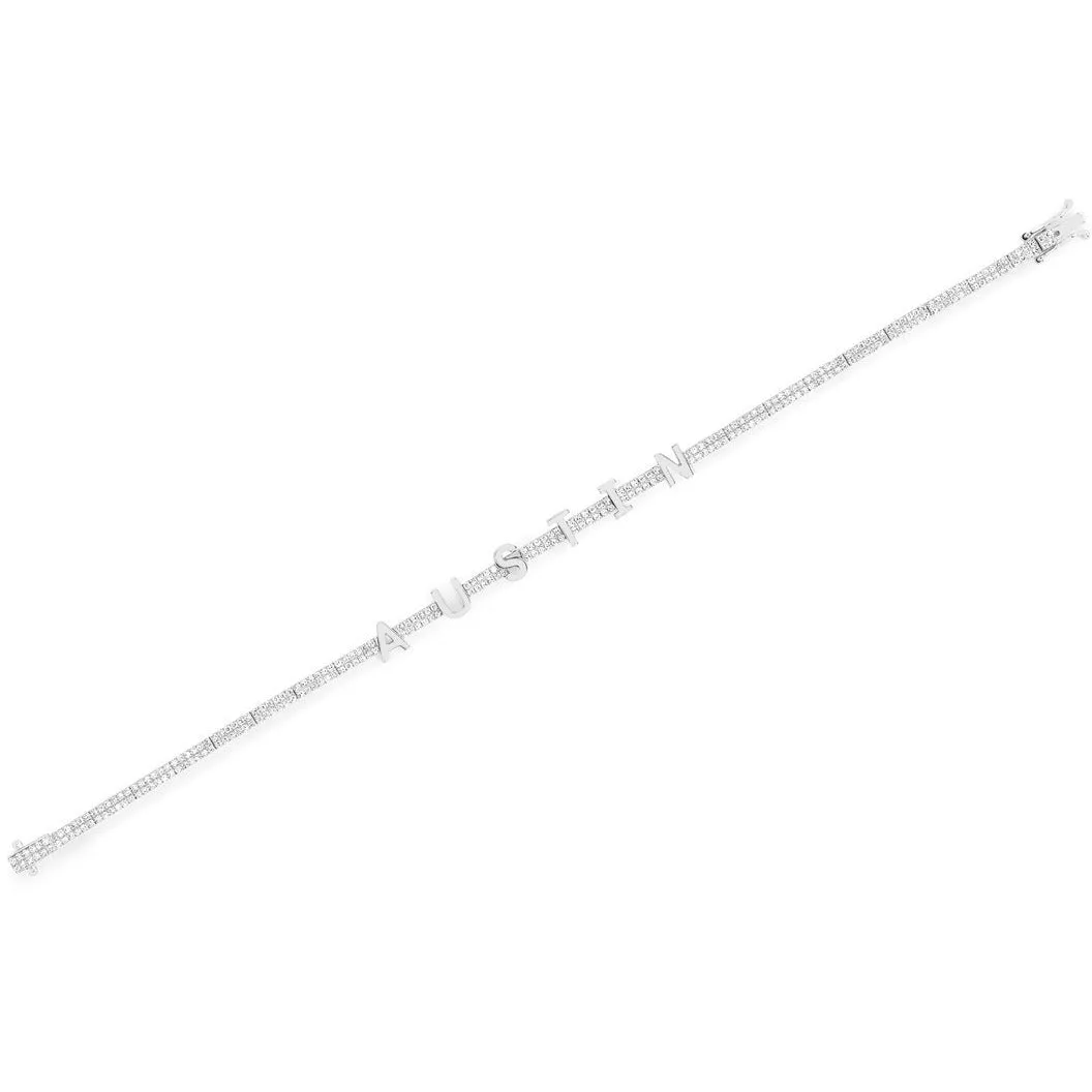 Personalize It EF Collection Diamond And Gold Custom Name Eternity Bracelet
