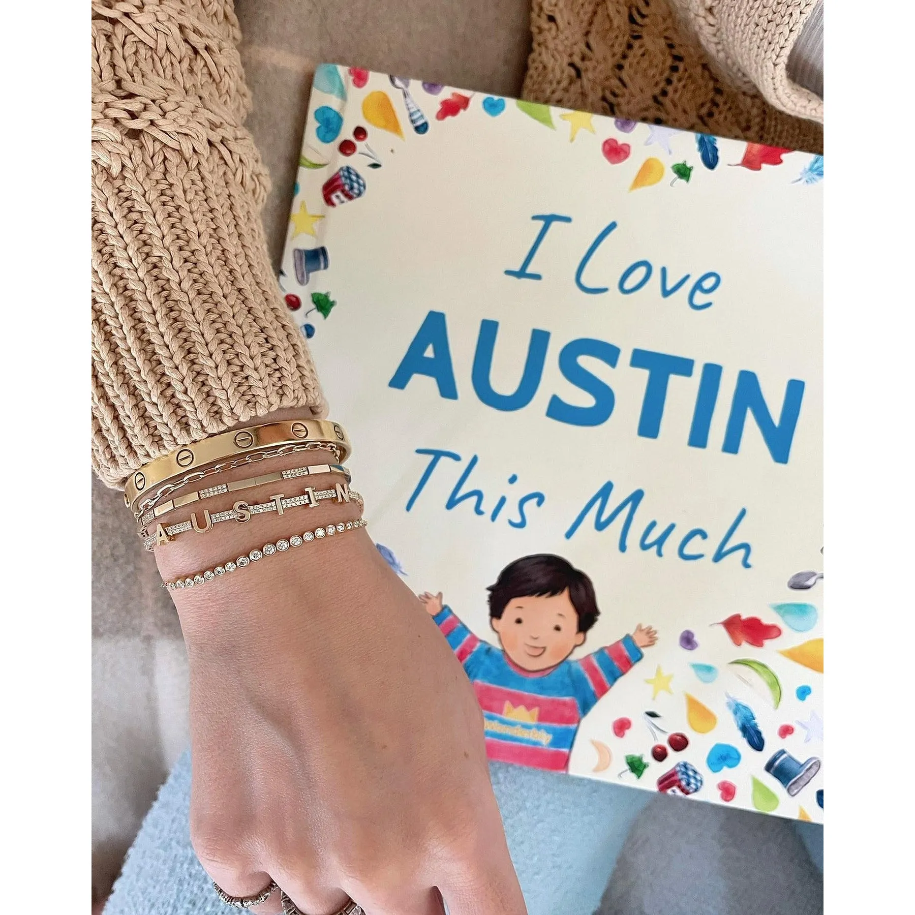 Personalize It EF Collection Diamond And Gold Custom Name Eternity Bracelet