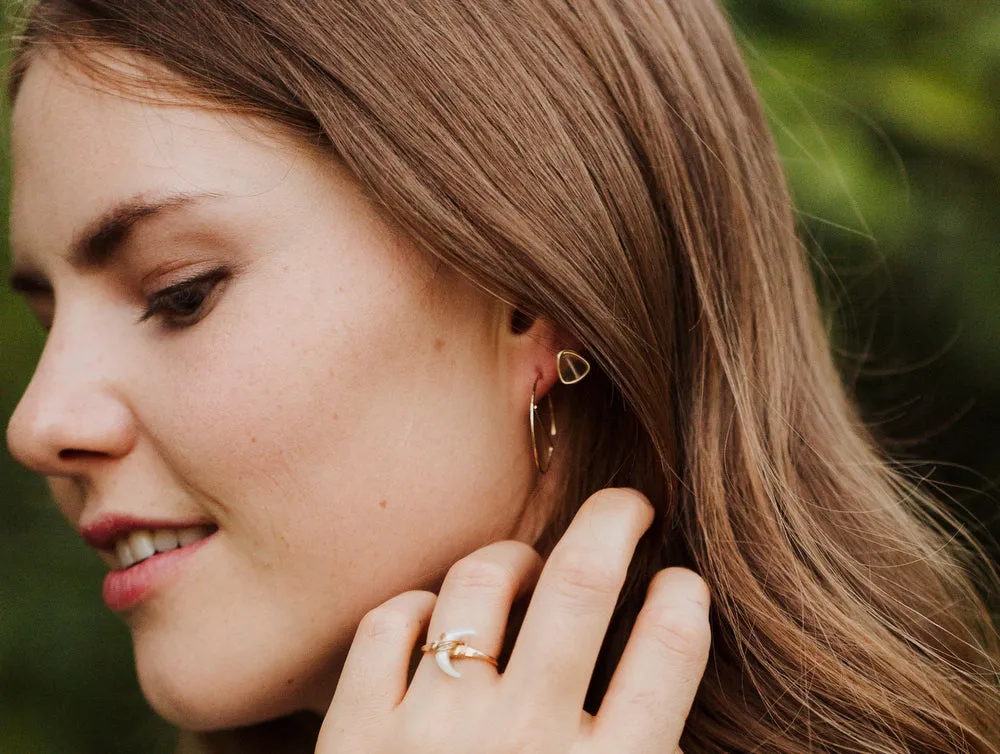 Petite Triangle Studs - Crystal Quartz