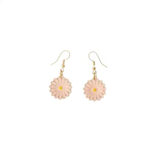 Pink Flower on Gold Plated Earrings