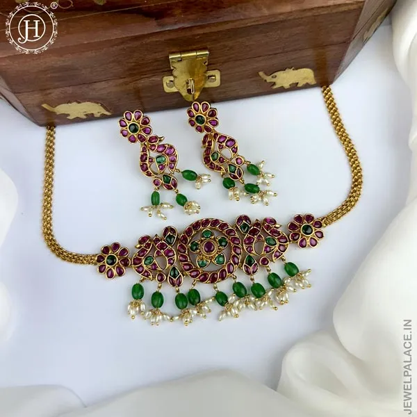 Premium Quality AD Stone Studded Designer Short Necklace set JH2612