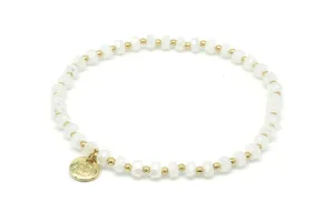 Prunus White & Gold Crystal Stretch Bracelet