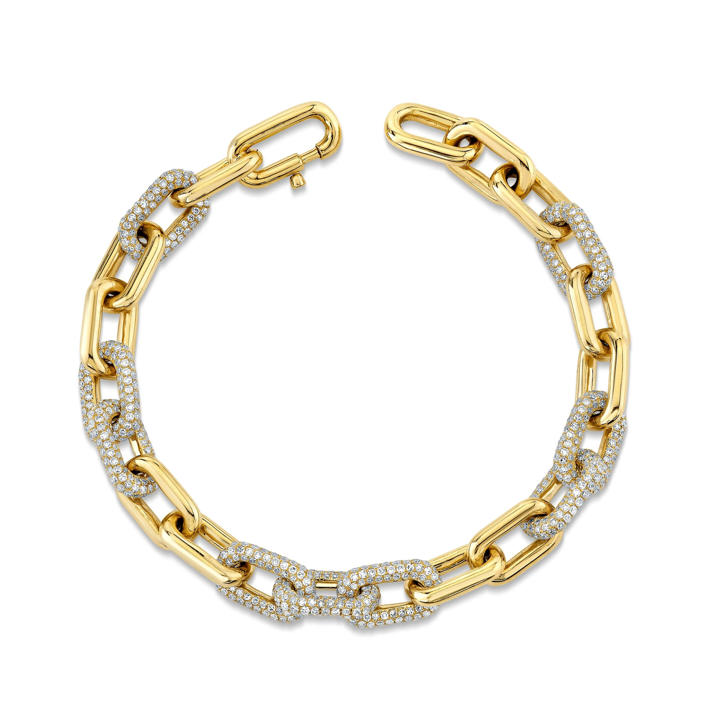 READY TO SHIP DIAMOND PAVE ALTERNATING CABLE LINK BRACELET