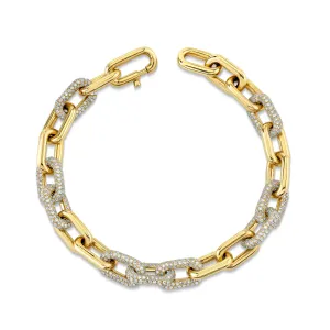 READY TO SHIP DIAMOND PAVE ALTERNATING CABLE LINK BRACELET