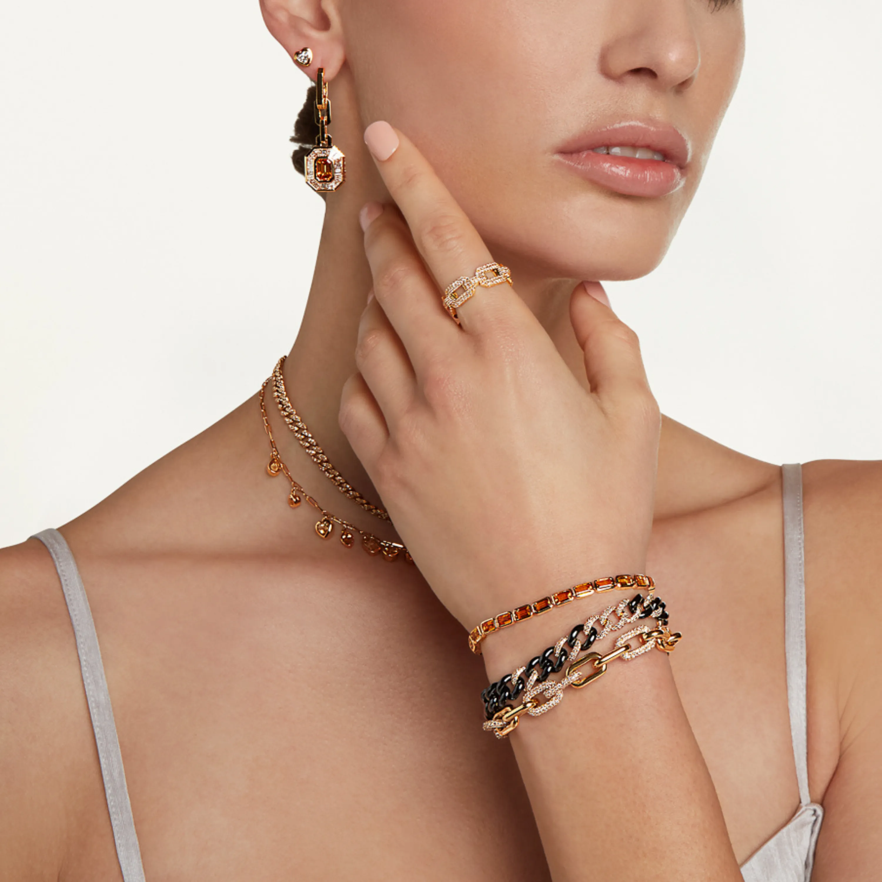 READY TO SHIP DIAMOND PAVE ALTERNATING CABLE LINK BRACELET