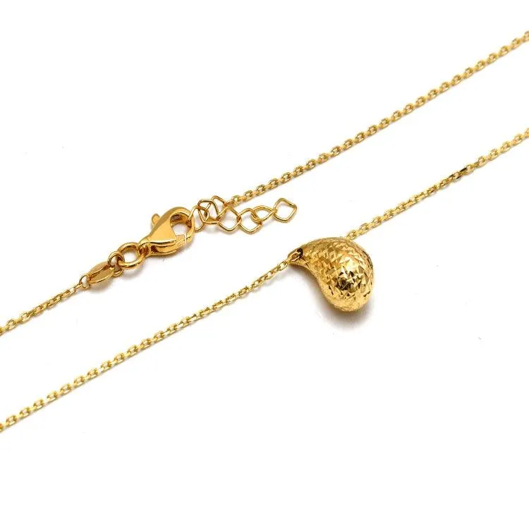 Real Gold Glittering Movable Oval Teardrop Water Drop Necklace - Model 1392 N1431