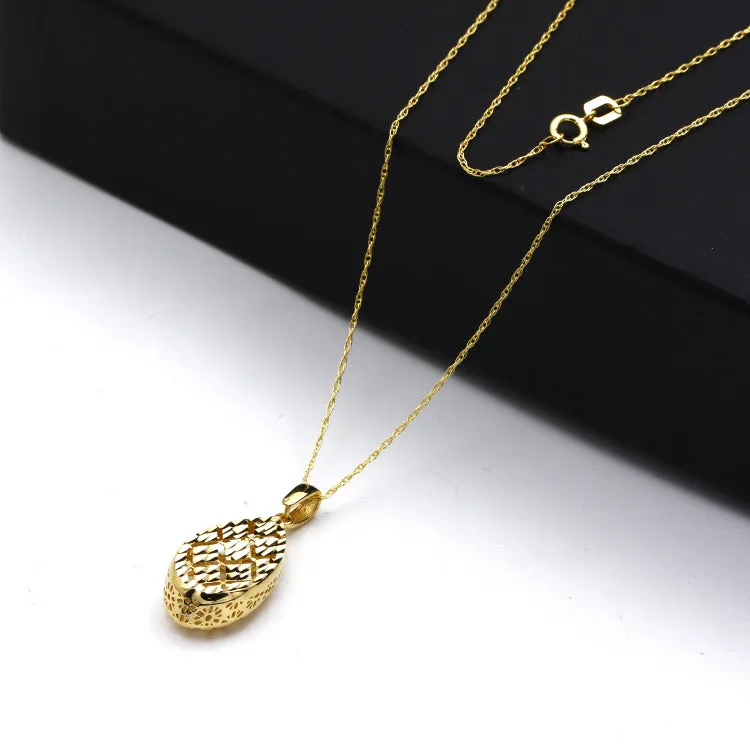 Real Gold Glittering Net Oval Necklace - Model 0337 CWP 1956