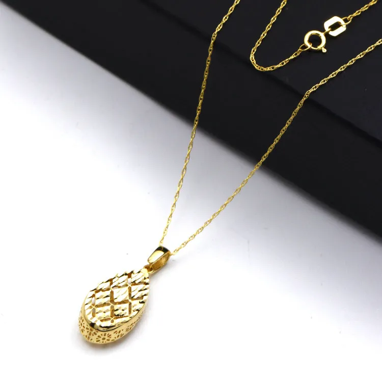 Real Gold Glittering Net Oval Necklace - Model 0337 CWP 1956