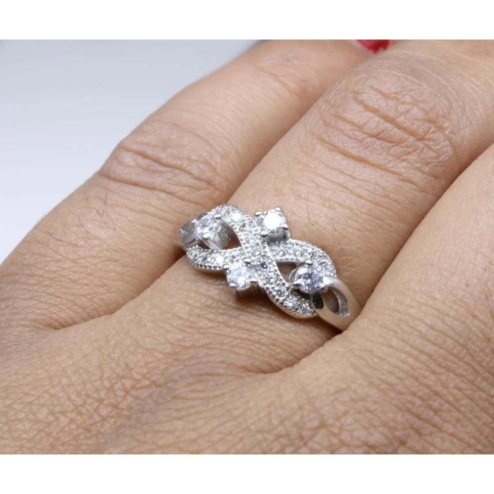Real Solid Silver Ring Platinum Finish
