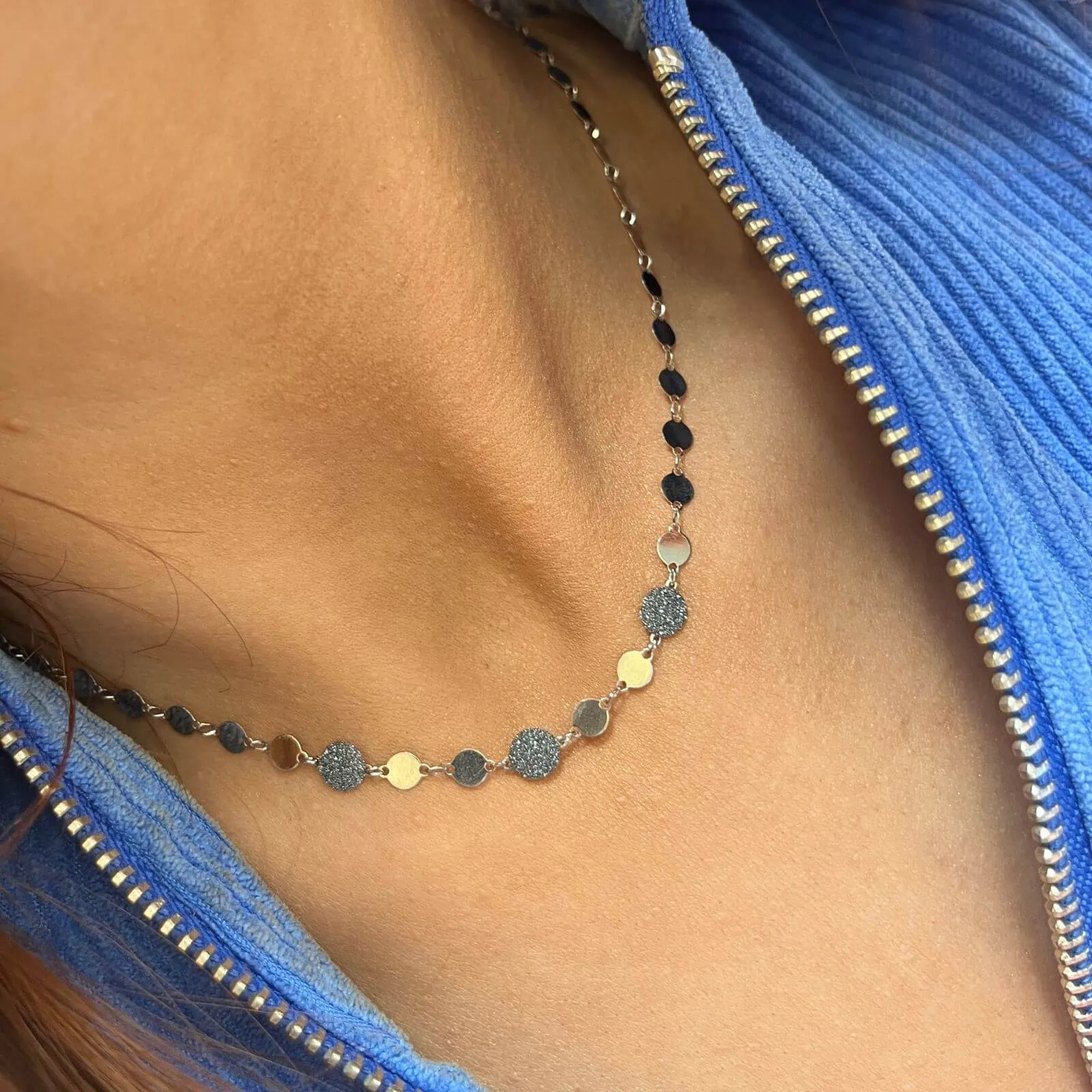 Rebecca Jolie Silver Black Diamond Powder Necklace